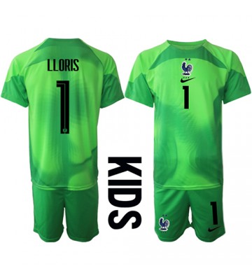 Lacne Dětský Futbalové dres Francúzsko Hugo Lloris #1 Brankarsky  MS 2022 Krátky Rukáv - Preč (+ trenírky)